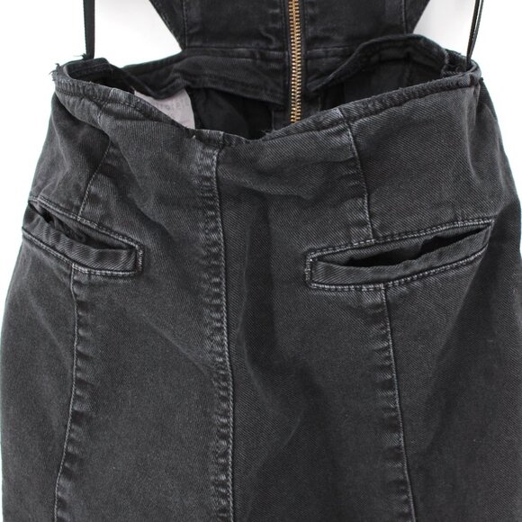 Retrofete Kiara Jet Black Italian Denim Jumpsuit Zip Closure Cut-Outs XS X-Small - Picture 8 of 10